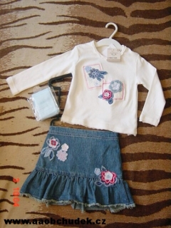 Komplet pro holčičku sukýnka,punčocháčky a halenka > 12-18 m