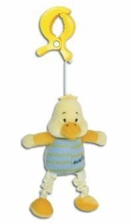 Plyšová chrastící kačenka s klipem na kočárek