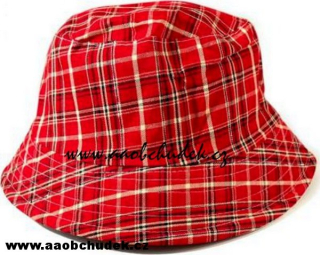 Dětský klobouček károvaný s lurexem červený