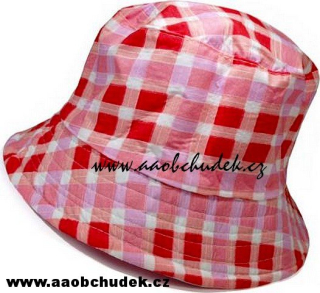 Klobouček dívčí károvaný růžový