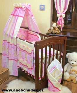 Nebesa nad postýlku Medvídek na polštářku růžový 