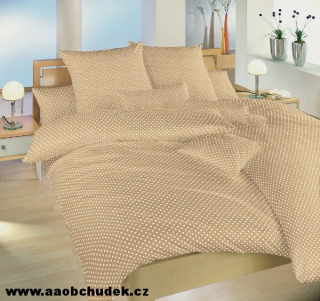 Povlečení bavlna Puntík bílý na béžovém