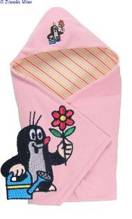 Zavinovačka růžová do autosedačky s výšivkou Krtečka